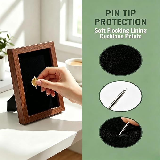 Brown Pin Display Case, Enamel Pin Collection Display, Small Shadow Box - Image 5