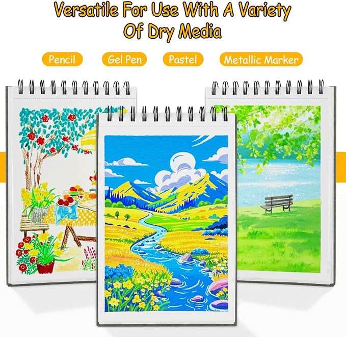 8.3x5.8 Sketch Book, Top Spiral Bound Sketch Pad, 60sheets 92lb/150gsm Bright - Image 3