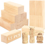 SHUESS 12 Pcs Wood Blocks, 5.9 X 2 X 2 Inch Unfinished Wood Crafts, Wood by SHUESS