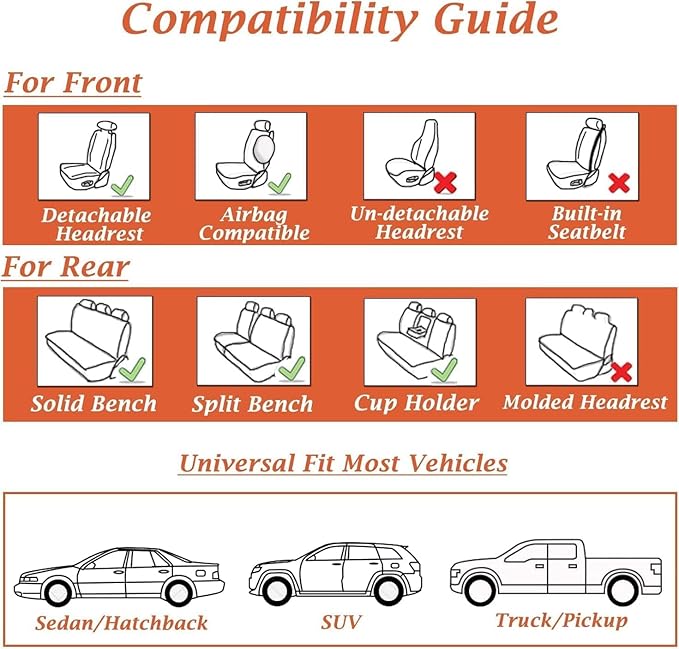 Coverado Car Seat Covers Full Set, Car Seat Protector Car Seat Cushion, Nappa Leather Seat Covers for Cars, Front and Back Seat Protectors Cushions Universal Fit for Most Cars Vehicles(Brown&Black)
