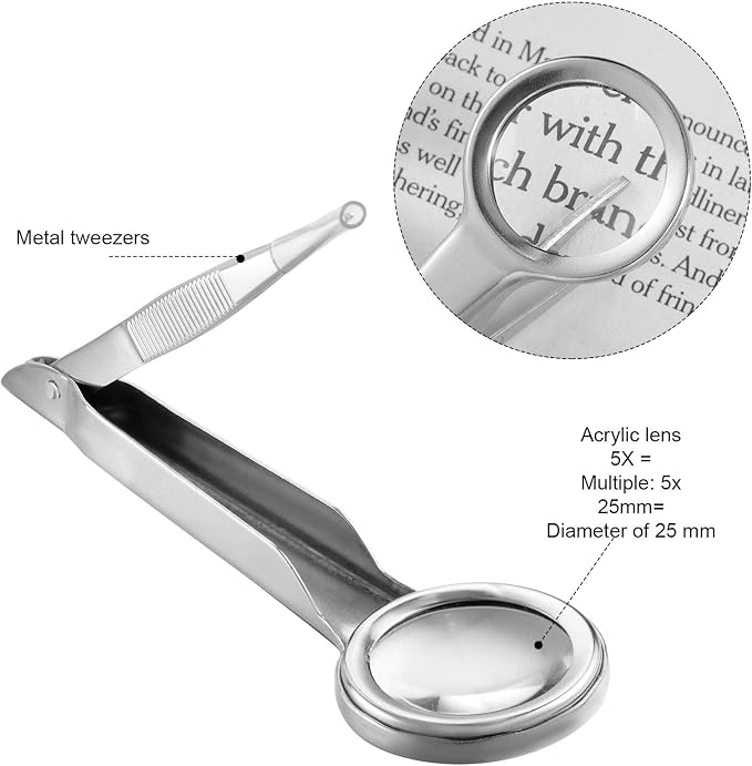 Weewooday 3 Pieces Magnifying Glass Tweezers Splinter Tweezers - Image 3