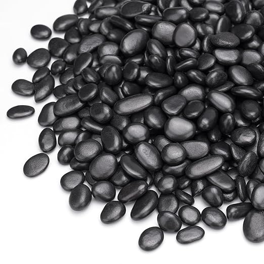 Pulovin 2.5 lbs Black Pebbles for Indoor Plants, 3/8" Plant Rocks for Pots by GardenSteward