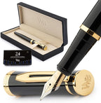 Wordsworth & Black Fountain Pen Set, 18K Gilded Fine Nib, Includes 24 Pack Ink by WordsworthBlack
