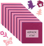 40 Pcs Stiff Felt Fabric Sheet for Crafts, 1mm Thick and 4”x 4”Pink Series Felt by Tiparts