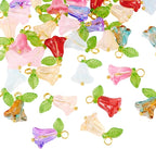 FASHEWELRY 80Pcs Glass Flower Charms Colorful Tulip - Image 2
