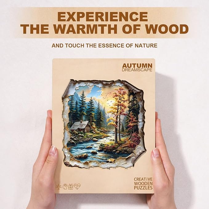 Autumn Dreamscape Puzzles Adults Gifts Wooden 90 Pieces 7.7 * 7.6in - Image 8