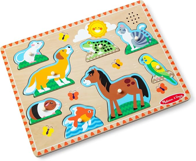 Melissa & Doug Zoo Pet Animals Sound Puzzle – 8-Piece Wooden Peg Puzzle - Image 4
