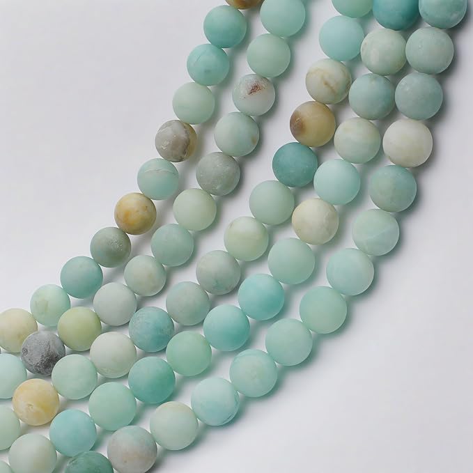 MJDCB Natural Matte Amazonite Round Loose Beads - Image 7