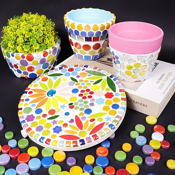 1.1lb Premium Iridescent White Glass Penny Rounds, Round Mosaic Tiles - Image 6