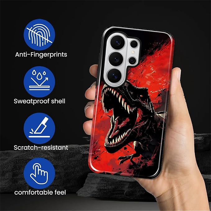 for Samsung Galaxy S26 Ultra Case, Cool Dinosaur Red Black Pattern Glossy 2 in - Image 4