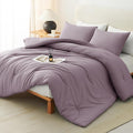 CozyLux Queen Comforter Set Dusty Purple, 3 Pieces Solid Comforters Queen Size by CozyLux