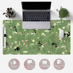 Green Desk Mat XL Cat Cute Plant Cool Desk Pad Keyboard Mat Kawaii Black Cat - Image 6