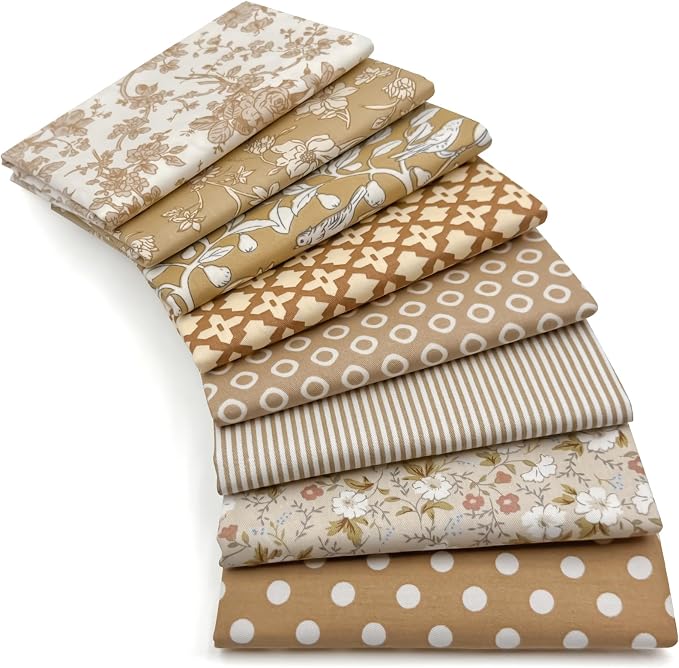 Aubliss 8pcs Fat Quarter Fabric Bundles Quilting Cotton Craft Fabric Pre-Cut by Aubliss