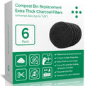 2 Years Supply Extra Thick Filters for Kitchen Compost Bins - Longer Lasting Activated Charcoal - Universal Size Fits ALL Compost Bins up to 7.25" Filter Size - Replacement Set of 6 (by Simply Carbon)