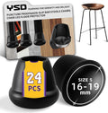 0.75 Inch Heavy Duty Rubber Chair Leg Caps - 24 PCS Non-Slip Furniture Floor Protectors with Metal Inserts for Wood, Tile, Carpet - Fits Chairs,Stools,Bar Stools