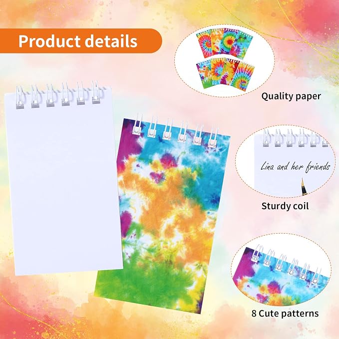 Nezyo 24 Pcs 2.3x3.9'' Mini Tie Dye Notebooks, Little Spiral Pocket Journal - Image 3