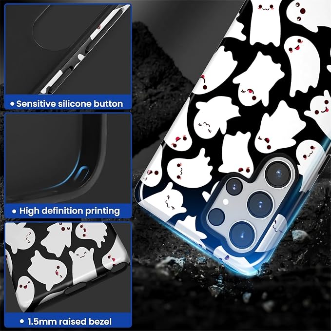 Case for Samsung Galaxy S26 Ultra Case, Halloween Ghosts Bats Design- Hybrid - Image 4