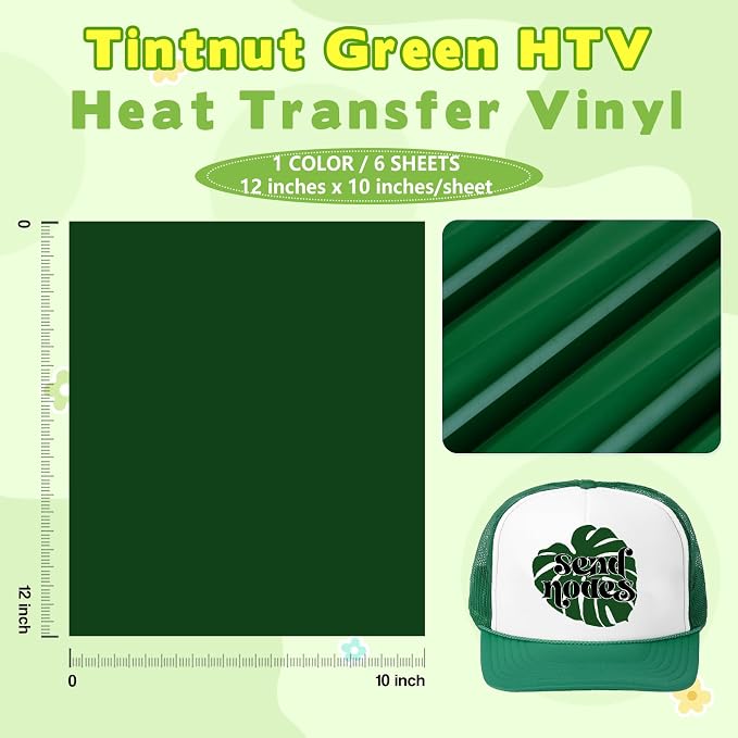 Tintnut Forest Green Heat Transfer Vinyl, easy cut & weed, stretch washable - Image 2