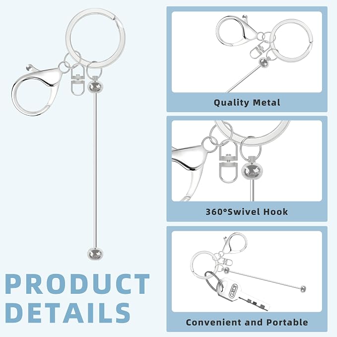MLife 10 Pcs Beadable Keychain Bars & Blanks - Image 3