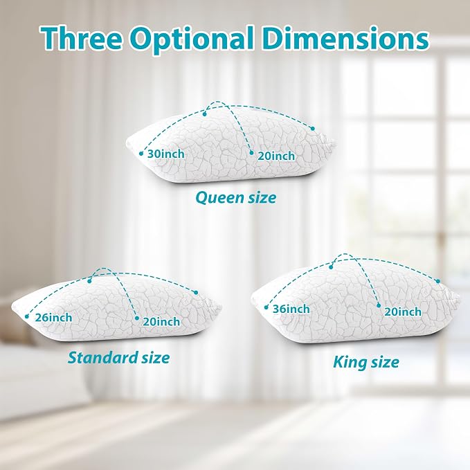 Cooling Pillows for Sleeping 1 Pack, Queen Size Adjustable Shredded Memory Foam - Image 7