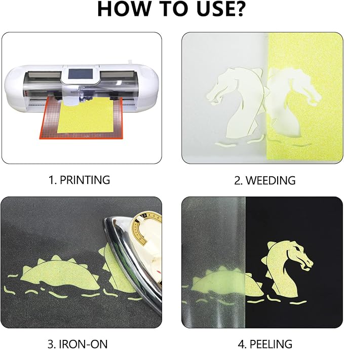 guangyintong Heat Transfer Vinyl Glow Glitter Light Yellow HTV Rolls, Glitter - Image 6