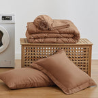 Love's cabin Twin XL Comforter Set Mocha Mousse, 5 Pieces Twin XL Bed in a Bag - Image 9