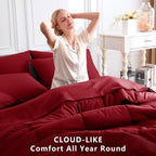 CozyLux King Size Comforter Set Dark Red, 7 Pieces Bed in a Bag, All Season - Image 4