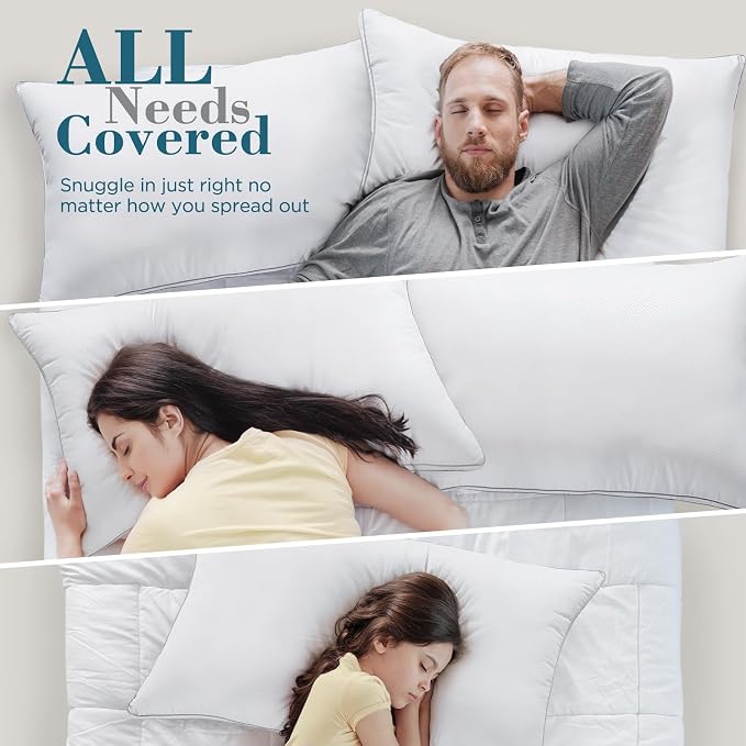 viewstar Bed Pillows Set of 2, Hotel Quality Cooling Down Alternative Gusseted - Image 8