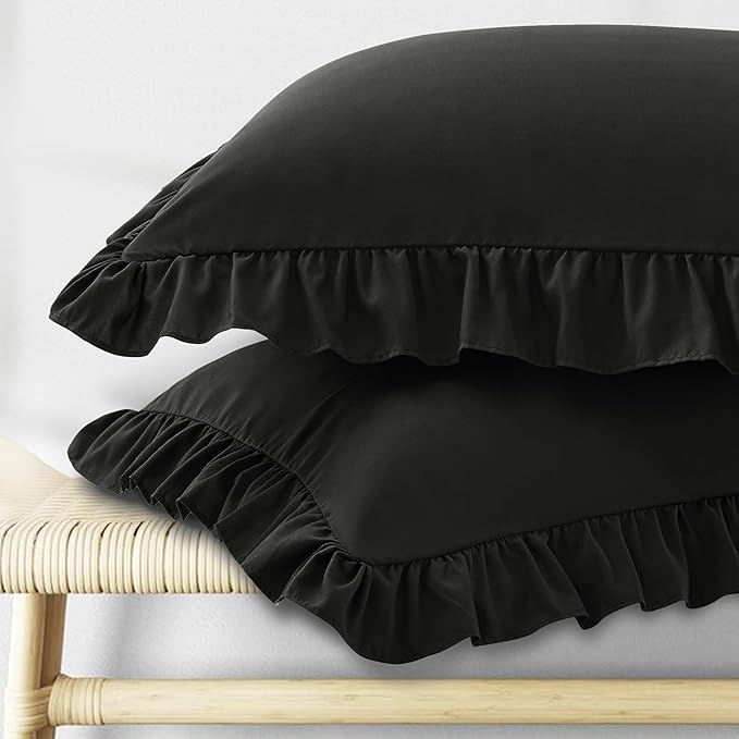 KKJIAF Ruffle Pillow Cases Queen Size Set of 2, Ruffled Pillow Covers by KKJIAF