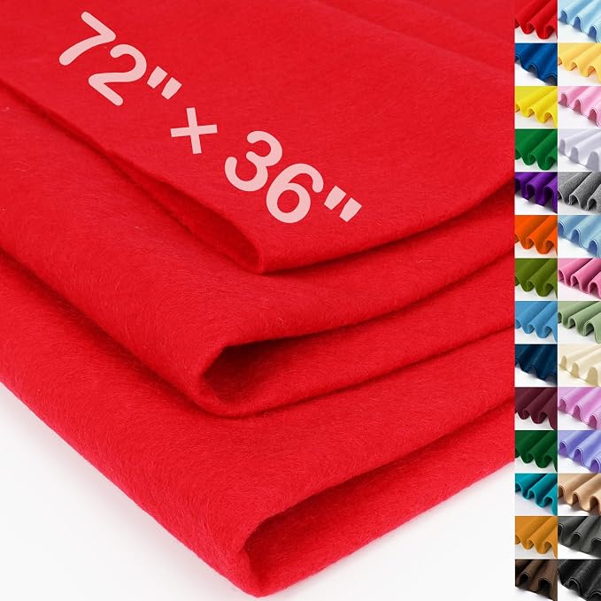 XSEINO Red Large Felt Fabric 72" X 36 ", 1.4 mm Thick Soft Felt Fabric Sheet by XSEINOiscreating%EF%BC%81