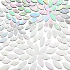 120 Pcs Iridescent White Floral Mosaic Tiles, Hand Cut Stained Glass Petals - Image 2
