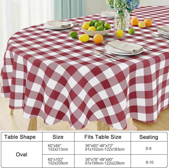 Smiry Oval Table Cloth, Waterproof Vinyl Tablecloths - Image 6