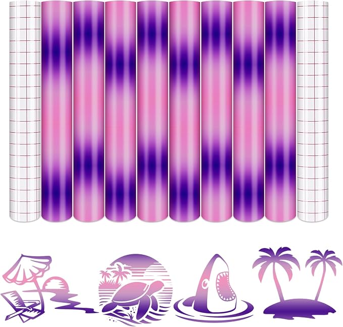 Tintnut Gradient Permanent Vinyl 8 Pcs12x10in Pink Purple Adhesive Vinyl | by Tintnut