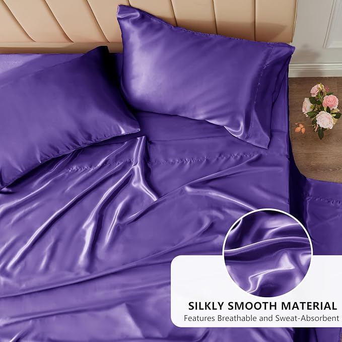 CozyLux Satin Sheets Full Size Sheets - Image 3