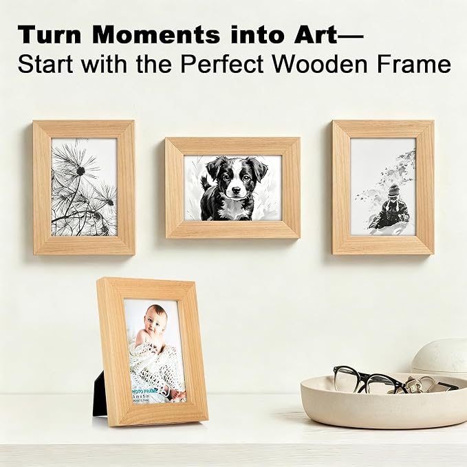 RPJC 3.5x5 inch Picture Frame Made of Solid Wood High Definition Glass - Image 2