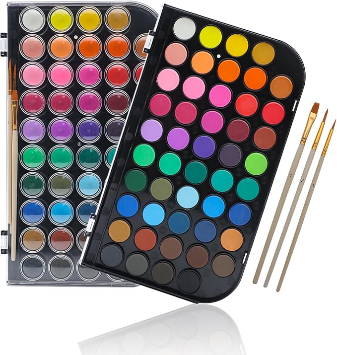 Artecho 48 Colors Watercolor Paint Set, Portable Travel Watercolor Cake Kit by Artecho