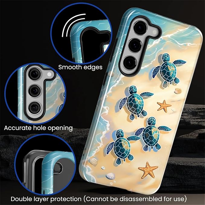 for Samsung Galaxy S23 Plus Case, Sea Turtle Beach Pattern Glossy 2 in 1 - Image 5