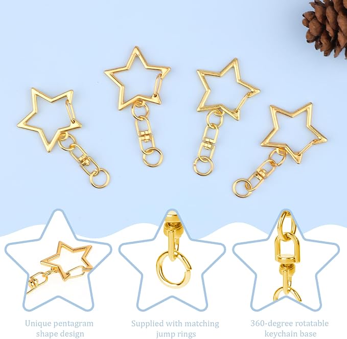 50 Pcs Star Lobster Claw Clasp Star Keychain Clip Gold Star Shaped Spring Snap - Image 6