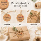 50 Pcs Handmade with Love Tags, Gift Tags with Jute String Small Round Brown - Image 3