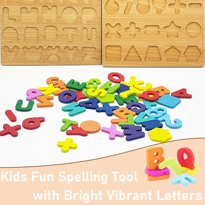 Winbar Wooden Puzzles for Toddlers, Alphabet Shape Puzzles for 3 Years Old | 3 - Image 6