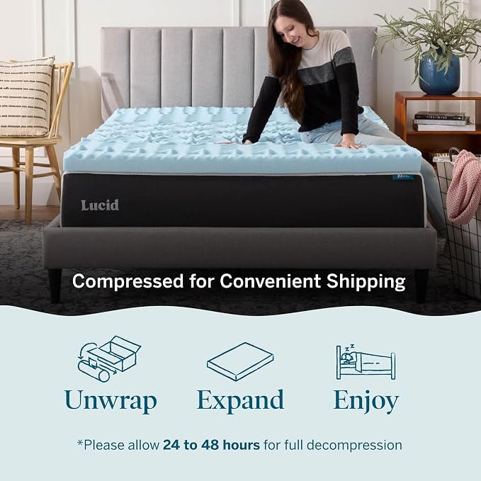 LUCID 3 Inch Gel Memory Foam Mattress Topper, California King size – 5 Zones – - Image 5