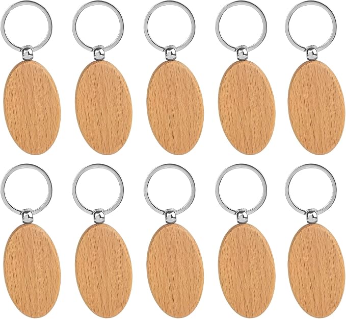 AUEAR, Blank Wooden Key Chain Wood Keychain Key Ring Key Tags Personalized EDC by AUEAR