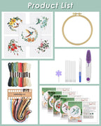ERKOON 5 Sets Embroidery Kit for Beginners, Hummingbird and Flower Cross Stitch - Image 2