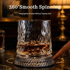 Rotating Whiskey Glass with Large Ice Ball Mold, Single Spinning Crystal - Image 6