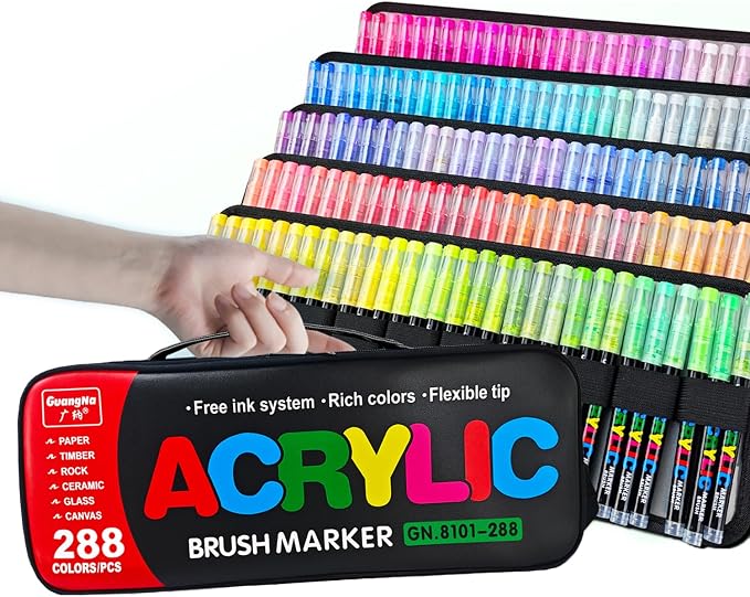 288 Colors Bag Acrylic Paint Markers Set, Soft Flexible Brush Markers - Image 8