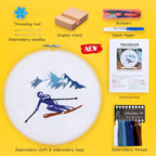 Embroidery Kit for Adult Beginners, Skiers Snow Mountain Embroidery Kit - Image 2