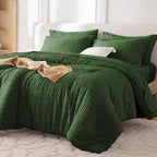 MUXHOMO 5 Pieces Twin XL Comforter Set, Seersucker Bed in a Bag Twin XL Size by MUXHOMO