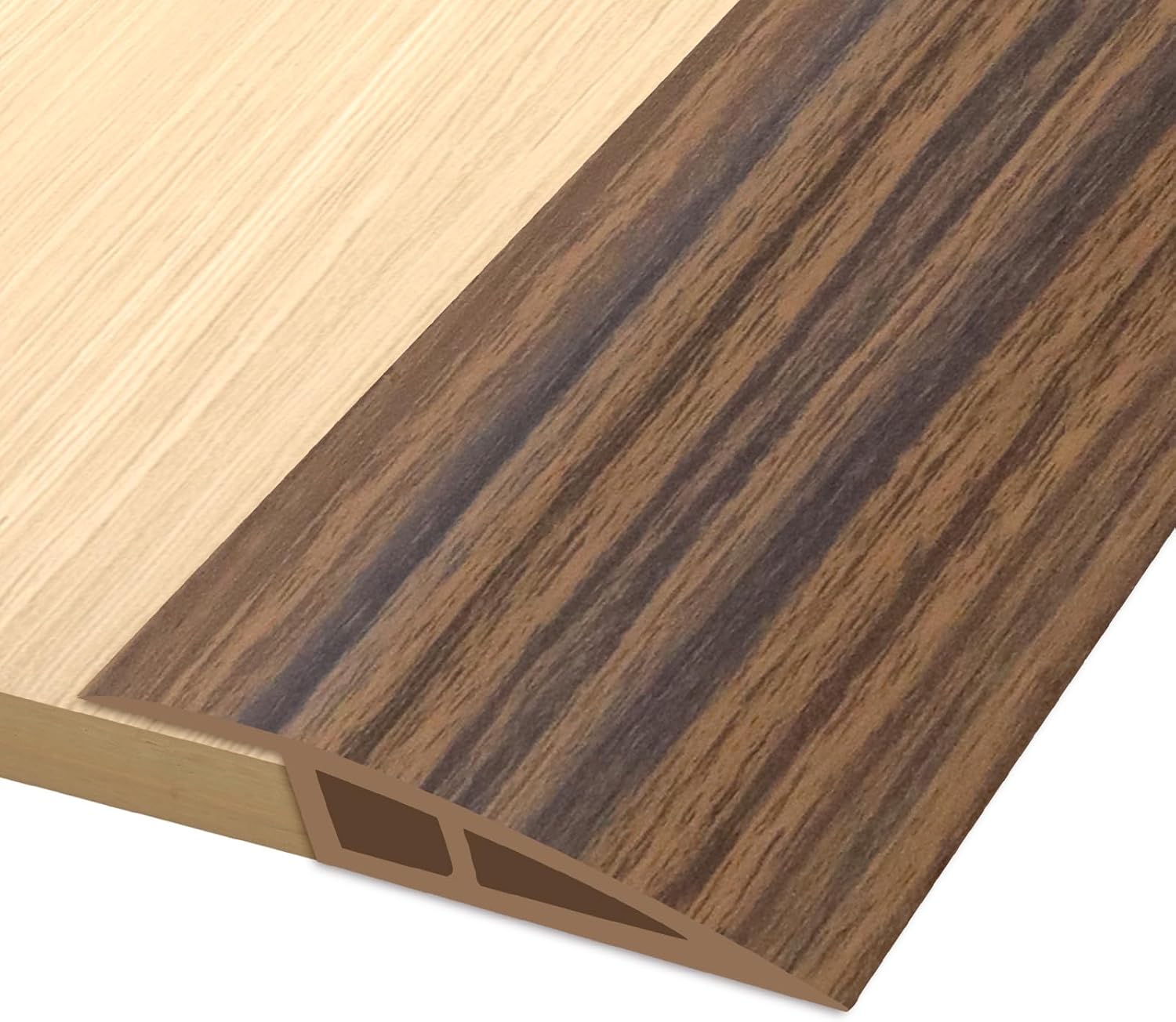 Vinyl Door Threshold Flooring Transition Strip Self Adhesive Carpet Edging Strip for Laminate Doorway Edge Threshold from 1/5" to 2/5" (Smoked Brown Wood Grain, 6.6 Ft)