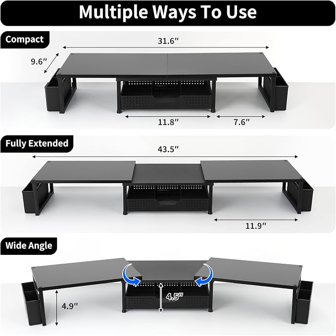 OPNICE Desk Organizers and Accessories, Dual Monitor Stand Riser - Image 6