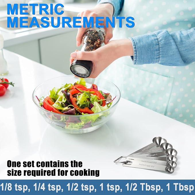 Measuring Spoons, Premium Heavy Duty Stainless Steel Measuring Spoons Cups Set - Image 5